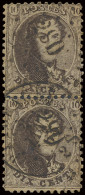 N° 14 10c. Bruin, Tanding 12 1/2 In Rechtopstaand Paar, Afstempeling Puntstempel 290 (2x) En D.C.a Paturages Stempel, Dd - 1863-1864 Medaillen (13/16)