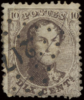 N° 14 10c. Bruin, Prachtige Griffe Diagonaal Over De Zegel, Spectaculair, Zm - 1863-1864 Medallions (13/16)