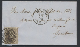 N° 14 10c. Bruin, Op Brief, P45/8 Baren, Gent, Dd. 7 Mei 63, Naar Gent, Zm - 1863-1864 Médaillons (13/16)