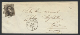 N° 14 10c. Bruin Op Env. P9, Audenaerde, Dd. 3 Febr. 64, Met Postbus Z, Naar Gent, Zm - 1863-1864 Medallones (13/16)