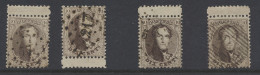 N° 14A 10c. Bruin Met Tanding 12 1/2 X 13 1/2, Driemaal Boven Het Tussenpaneel En Eenmalig Onder Het Tussenpaneel, Leuk  - 1863-1864 Medallions (13/16)