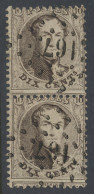 N° 14A 10c. Bruin, Tanding 12 1/2 X 13 1/2, Puntstempel 167, Hannut In Paar, Zm (COBA +€24) - 1863-1864 Medallions (13/16)