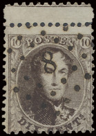 N° 14A 10c. Bruin, Tanding 12 1/2 X 13 1/2, Puntstempel Annevoie Met Tussenbladboord, Spoor Van Zegel Zichtbaar, Zm (COB - 1863-1864 Médaillons (13/16)