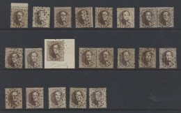 N° 14A Kleine Verzameling Puntstempels, 21 Stuks, W.o. M3, Puntstempel 300 En Puntstempel 240, Zm/m/ntz (COBA +€100) - 1863-1864 Medaillons (13/16)