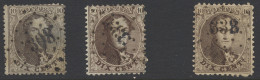 N° 14A, Puntstempel 308 Renaix, N° 14, Puntstempel 333 Sibret, Puntstempel 338 Somergem, Zm/m/ntz - 1863-1864 Medaillons (13/16)