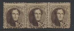 * N° 14A In Strip Van 3 (horizontaal), Buitenste Zegels Roestpuntjes En Versterkt Op Tanding, Ntz (OBP €675) - 1863-1864 Medaillons (13/16)