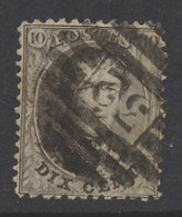 N° 14A 10c. Bruin, Tanding 12 1/2 X 13 1/2, P.32-Diest (8-balkenstempel), Zm (COBA €20) - 1863-1864 Medaillen (13/16)
