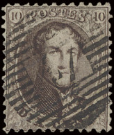 N° 14A 10c. Bruin, Tanding 12 1/2 X 13 1/2, P.47-Gembloux, Mooie Centrale Afstempeling, Zm (COBA +€8) - 1863-1864 Médaillons (13/16)