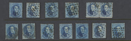 N° 15 20c. Blauw, 1 Paar En 11 Individuele Zegels, Plaatmateriaal, Ntz - 1863-1864 Médaillons (13/16)