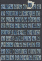 N° 15 20c. Blauw, Meerdere Tandingen, Met Balk En Puntstempels, Voor Plating En Variëteiten, Voor De Specialist (+162 Ex - 1863-1864 Medaillons (13/16)
