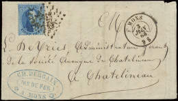 N° 15 20c. Blauw Met Stempel Affrranchissement Insuffisant Op De Zegel (zeer Uitzonderlijk) En Puntstmpel 252 Mons, Zm - 1863-1864 Médaillons (13/16)