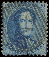 N° 15 20c. Blauw, Tanding 12 1/2, P.54-Hamme, Zeer Goed Leesbare Stempel, Centraal Gestempeld, Zm (COBA +€30) - 1863-1864 Médaillons (13/16)