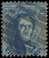 N° 15 20c. Blauw, Tanding 12 1/2, P.188 (8-balkenstempel), Centrale Stempel, Zm (COBA +€40) - 1863-1864 Medaillons (13/16)