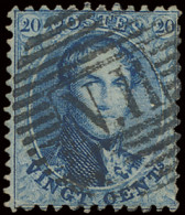 N° 15A 20c. Blauw, Tanding 12 1/2 X 13 1/2, Ambulant NII, Zeer Mooie Centrale Afstempeling, Zm (COBA €20) - 1863-1864 Médaillons (13/16)
