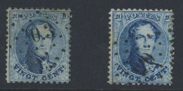 N° 15A 20c. Blauw, Tanding 12 1/2 X 13 1/2, Ambulant O.3, 2 Maal Centrale Afstempeling, Maar Met Kleine Gebreken, Zm (CO - 1863-1864 Médaillons (13/16)