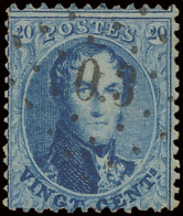 N° 15A 20c. Blauw, Tanding 12 1/2 X 13 1/2, Ambulant O.3, Mooi Centraal Gestempeld, Zm (COBA +€15) - 1863-1864 Medaillen (13/16)