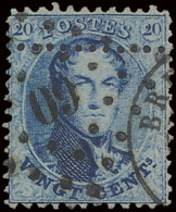 N° 15A 20c. Blauw, Tanding 12 X 13 1/2, Volledige Tanding Door Het Voorhoofd Horizontaal, Zm - 1863-1864 Medaillons (13/16)