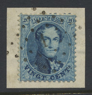 N° 15A 20c. Blauw, Tanding 12 1/2 X 13 1/2, Puntstempel 1 Aeltre, Zeer Mooie Centrale Stempel Op Fragment, Zm (COBA +€20 - 1863-1864 Medaillons (13/16)