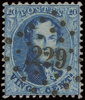 N° 15A 20c. Blauw, Tanding 12 1/2 X 13 1/2, Puntstempel 229 Loth, Prachtige Centrale Stempel, Zm (COBA +€15) - 1863-1864 Médaillons (13/16)