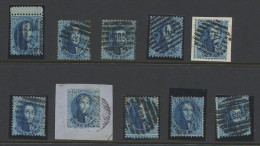 N° 15A 20c. Blauw, Tanding 12 1/2 X 13 1/2, 10 Exemplaren, W.o. P.2 (8-balkenstempel) Met Bladboordje, OUEST, NORD, P.24 - 1863-1864 Medallions (13/16)