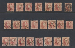 N° 16 40c. Karmijnroze, Verschillende Tandingen, 21 Exemplaren En 1 Paar, Zeer Mooi Plaatmateriaal, Ntz (OBP +€800) - 1863-1864 Médaillons (13/16)