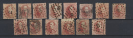 N° 16 40c. Karmijnroze, Meerdere Tandingen - 14 Ex. Met Balk En Puntstempels, Mooi Plaatmateriaal, Zm/m/ntz (OBP €420) - 1863-1864 Medaillons (13/16)