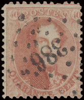 N° 16 40c. Karmijnroze Met Puntstempel 386 'WAESMUNSTER, Zeer Zeldzaam, Zm (OBP €40 + COBA R) - 1863-1864 Medallones (13/16)