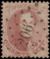 N° 16A 40c. Karmijnroze, Tanding 12 1/2 X 13 1/2, Puntstempel 206 Landen, Zeer Duidelijke Stempel, Zm (COBA +€75) - 1863-1864 Medallones (13/16)