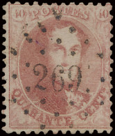 N° 16A 40c. Karmijnroze, Tanding 12 1/2 X 13 1/2, Puntstempel 169 Neufchâteau, Mooie Centrale Afstempeling, Zm (COBA €30 - 1863-1864 Medallions (13/16)