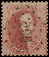 N° 16A 40c. Karmijnroze, Tanding 12 1/2 X 13 1/2, Puntstempel 290 Paturages, Zm (COBA €30) - 1863-1864 Medaglioni (13/16)