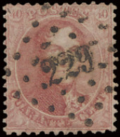 N° 16A 40c. Karmijn, Tanding 12,5 X 13,5 Met Zeer Mooie Centrale Puntstempel PT 229-Loth, Zm (OBP €30 + COBA €50) - 1863-1864 Medaglioni (13/16)