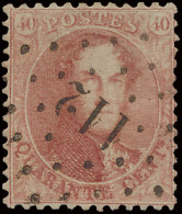 N° 16A 40c. Karmijnroze, Tanding 12 1/2 X 13 1/2, Puntstempel Ensival, Zm (COBA €25) - 1863-1864 Medallones (13/16)