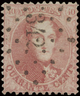 N° 16A 40c. Karmijnroze, Tanding 12 1/2 X 13 1/2, Puntstempel 342 Stavelot, Zm (COBA €30) - 1863-1864 Medallions (13/16)