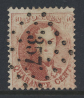 N° 16A 40c. Karmijnroze, Tanding 12 1/2 X 13 1/2, Puntstempel 357 Thielt Voor De Specialist, Zm (COBA €40) - 1863-1864 Medaglioni (13/16)