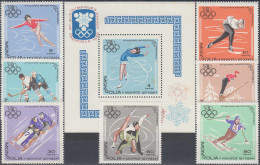 MONGOLIA, 1967. SPORT, WINTER OLYMPIC GAMES In INNSBRUCK, COMPLETE MNH SERIES With Block In GOOD QUALITY, *** - Mongolie