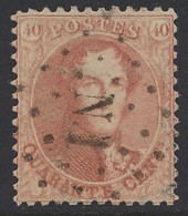 N° 16A 40c. Karmijnroze, Tanding 12 1/2 X 13 1/2 Met Puntstempel 1, Zm (COBA €15) - 1863-1864 Medaglioni (13/16)