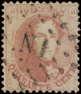 N° 16A 40c. Karmijnroze, Tanding 12 1/2 X 13 1/2 Met Puntstempel 1, Zeer Mooi Centraal, Zm (COBA +€15) - 1863-1864 Medallones (13/16)