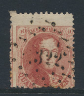 N° 16A 40c. Karmijnroze, Puntstempel 322 St.-Ghislain, Volledige Mistanding Met Bovenbladboord, Onderaan Slechte Tanding - 1863-1864 Medallones (13/16)