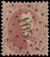 N° 16A 40c. Karmijnroze, Tanding 12 1/2 X 13 1/2, Puntstempel 105 Ecaussinnes, Zeer Mooi Gestempeld, Zm (COBA €50) - 1863-1864 Medaillons (13/16)