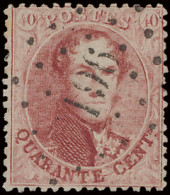 N° 16B 40c. Karmijnroze, Tanding 14 1/2, Puntstempel 196 Jemappes, Mooie Kleurtint, 1 Korte Tand, Zm/m (COBA +€10) - 1863-1864 Medaglioni (13/16)