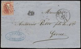 1864 N° 16 40c. Karmijnroze, Puntstempel 374, Verviers, Op Brief Zonder Inhoud Dd.4 Mei 1864, Vanuit Verviers, Naar Genu - 1863-1864 Medaillons (13/16)