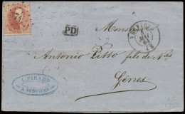 1864 N° 16 40c. Karmijnroze, Puntstempel 374, Verviers, Op Brief Zonder Inhoud Dd.4 Mei 1864, Vanuit Verviers, Naar Genu - 1863-1864 Medallions (13/16)