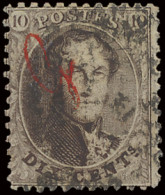 N° G14 10c. Bruin + G15 20 Ct. Blauw Met Stempel P.83-Mons En Rode Guillochin Opdruk, Zm (OBP €780) - 1849-1865 Medaillen (Sonstige)