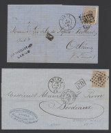 5 Brieven Vanuit België Naar Frankrijk, N° 11 (in Paar),12 (2x) En 18 (2x), Zm/m/ntz - 1849-1865 Medaillen (Sonstige)