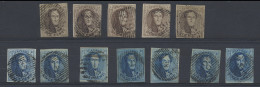 Medaillons, N° 10/10A (5x) En 11/11A (7x), Mooi Plaatmateriaal, Enkele Mooie Stempels, Alle Gerand, Zm - 1849-1865 Medallions (Other)