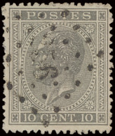 N° 17A 10c. Grijs, Puntstempel 212 Lennicq-St.-Quentin, Onregelmatige Tanding, Zm/m (COBA €12) - 1865-1866 Perfil Izquierdo