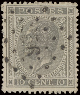 N° 17A 10c. Grijs, Puntstempel 212 Lennicq-St.-Quentin, Onregelmatige Tanding, Zm/m (COBA €12) - 1865-1866 Profile Left