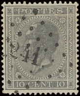 N° 17A 10c. Grijs, Puntstempel 241 Martelange, Zm (COBA €15) - 1865-1866 Profil Gauche