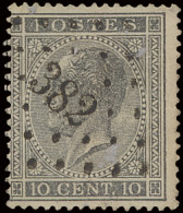 N° 17A 10c. Grijs, Puntstempel 382 Wasmes, Zm (COBA €12) - 1865-1866 Perfil Izquierdo