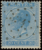 N° 18 20c. Ultramarijn, Puntstempel 334 Silly, Zm/m/ntz (COBA €15) - 1865-1866 Profil Gauche